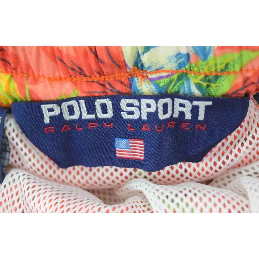 VTG 90s Polo Sport Ralph Lauren Tropical‎ Hibiscus Swim Trunks Shorts Men's XL